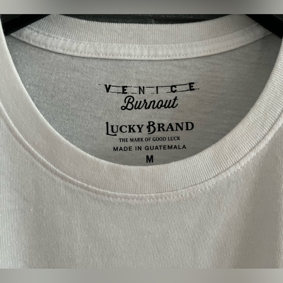 Lucky Brand Short Sleeve Crew Neck Graphic Garment Washed Distressed T Shirt - Picture 5 of 9